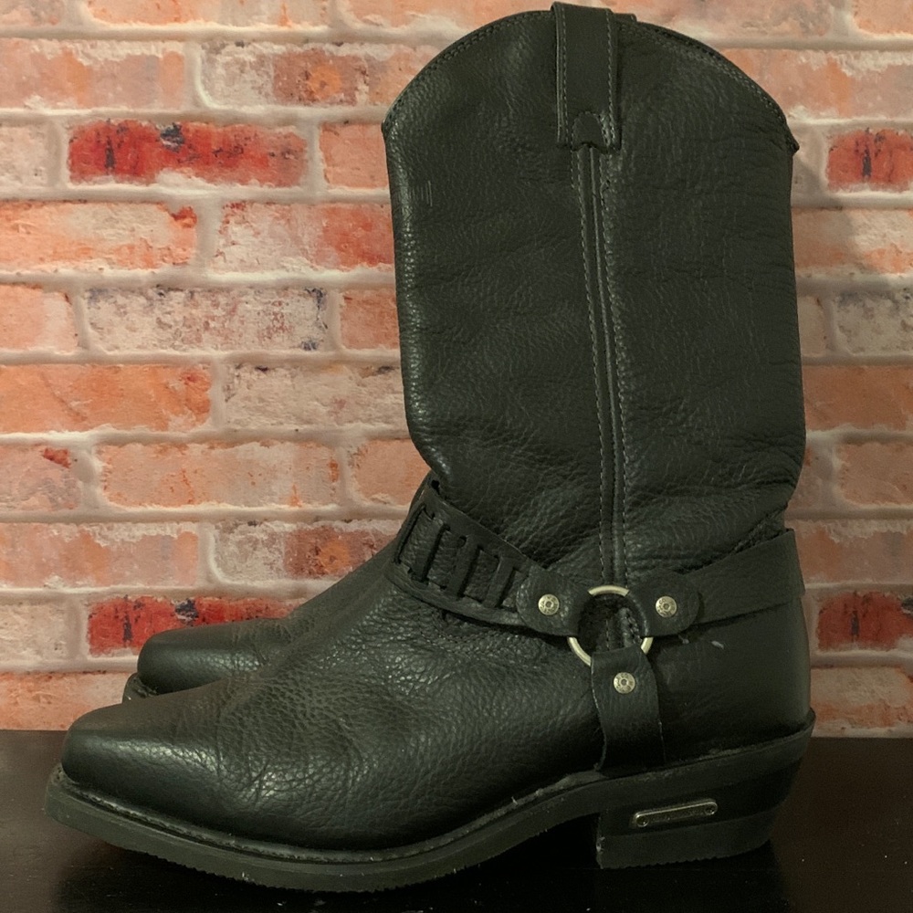 Harley Davidson Harness Black Pebble Leather Boots